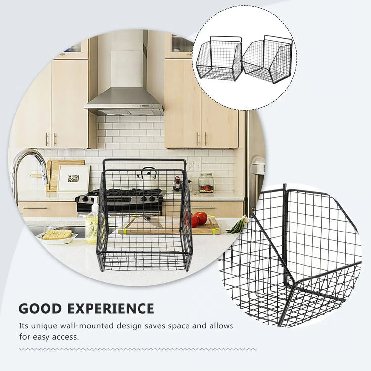 Wall Mounted Double Layer Kitchen Storage Basket Metal Kitchen Organizer