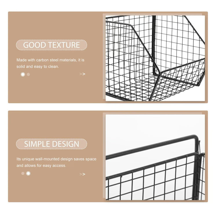 Wall Mounted Double Layer Kitchen Storage Basket Metal Kitchen Organizer