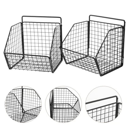 Wall Mounted Double Layer Kitchen Storage Basket Metal Kitchen Organizer