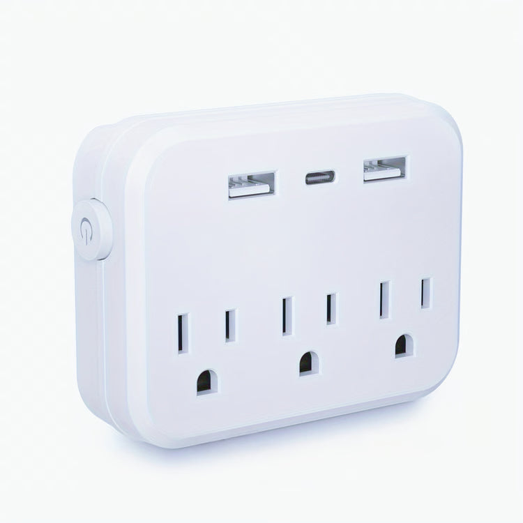 Portable Power Socket with Surge Protector Power Strip and USB Charging Ports