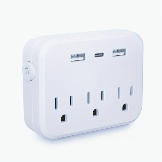 Portable Power Socket with Surge Protector Power Strip and USB Charging Ports