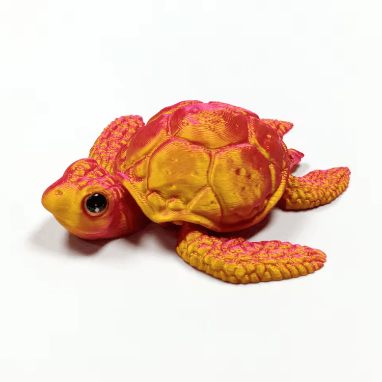 Set of  3D Printed Turtle Figurines – Movable Joint Desk Decor, Flexible Turtle Ornaments for Home & Office