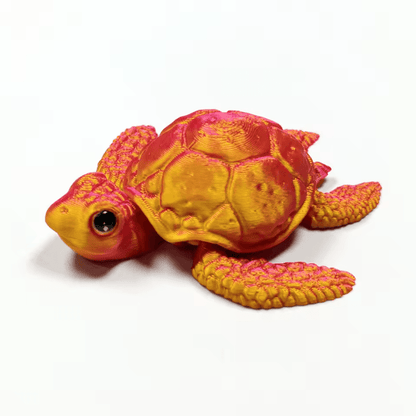 Set of  3D Printed Turtle Figurines – Movable Joint Desk Decor, Flexible Turtle Ornaments for Home & Office