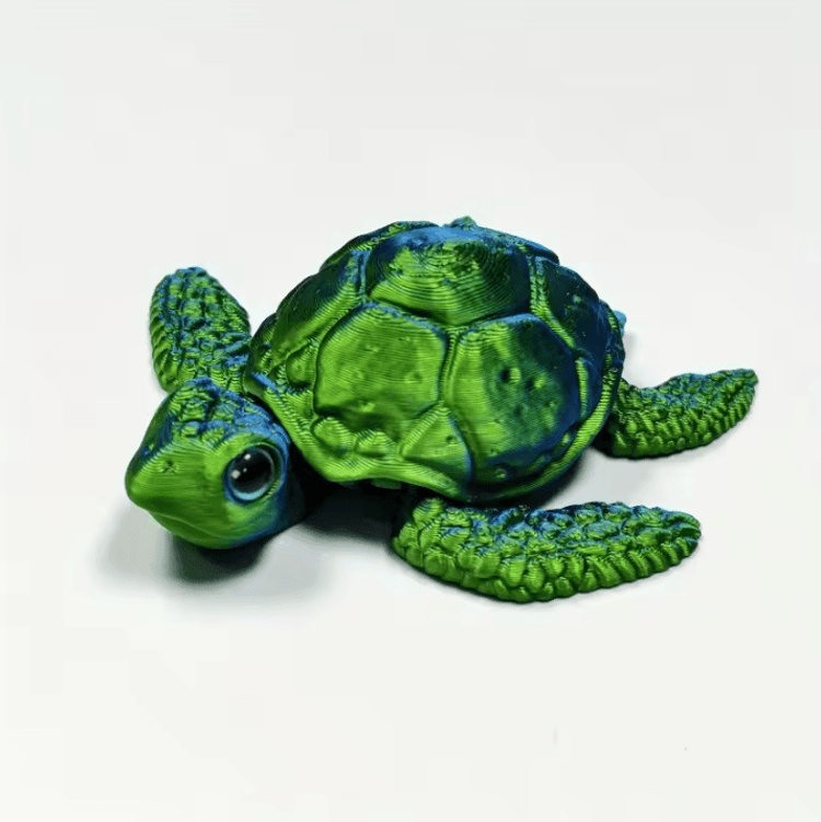 Set of  3D Printed Turtle Figurines – Movable Joint Desk Decor, Flexible Turtle Ornaments for Home & Office