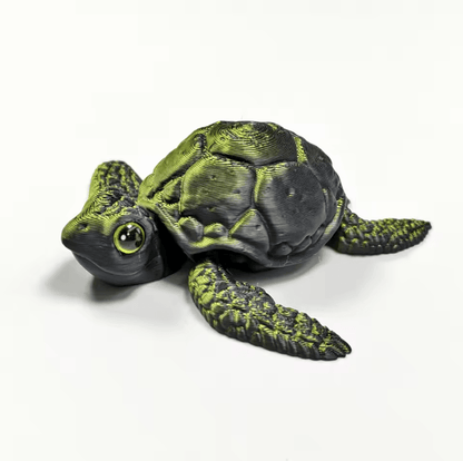 Set of  3D Printed Turtle Figurines – Movable Joint Desk Decor, Flexible Turtle Ornaments for Home & Office