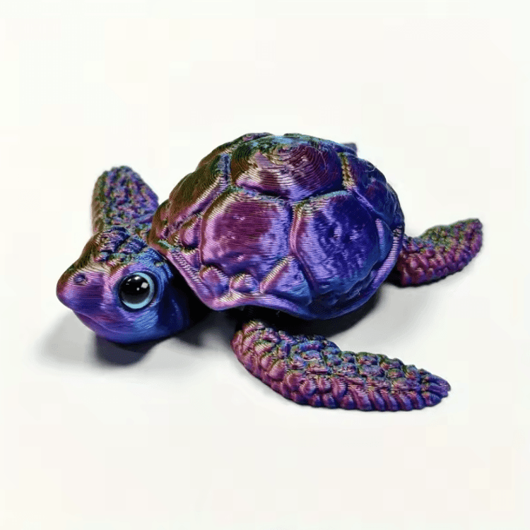 Set of  3D Printed Turtle Figurines – Movable Joint Desk Decor, Flexible Turtle Ornaments for Home & Office