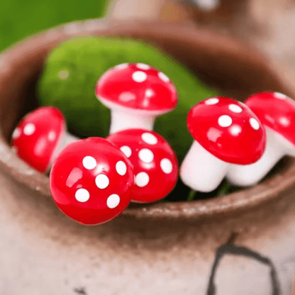 Mini Mushroom Fairy Garden Decor Set – Red Miniature Decorations for DIY Fairy Gardens, Terrariums & Bonsai Displays