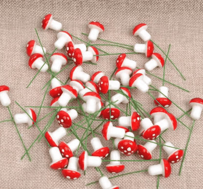Mini Mushroom Fairy Garden Decor Set – Red Miniature Decorations for DIY Fairy Gardens, Terrariums & Bonsai Displays