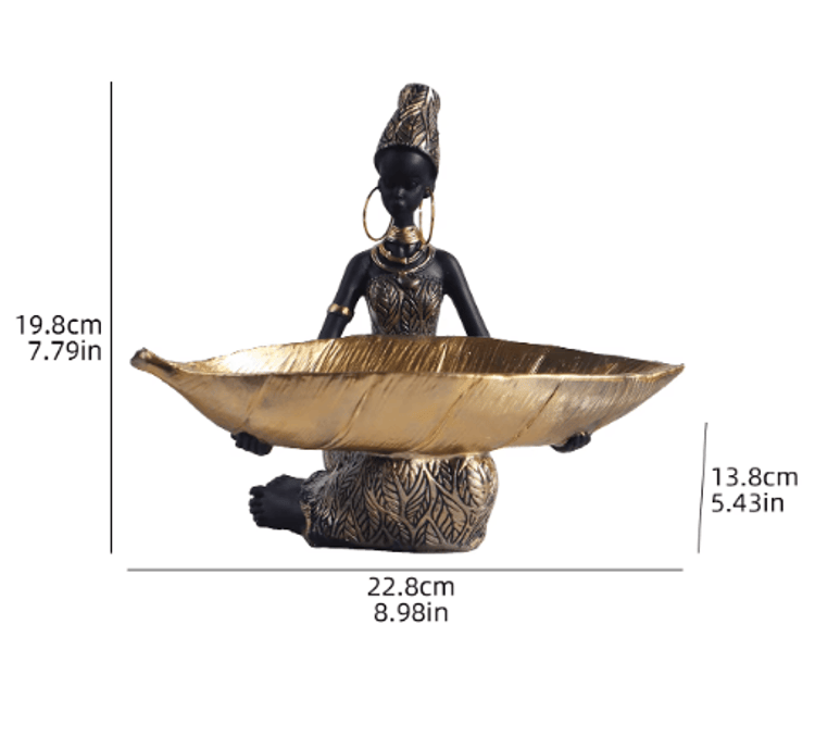 Decorative Girl Holding Tray Figurine – Resin Storage Sculpture for Home & Office Décor