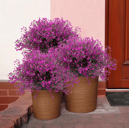 12 Bundles UV Resistant Artificial Outdoor Flowers – Lifelike Plastic Shrubs for Garden & Window Box Decor