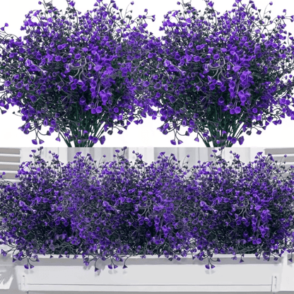 12 Bundles UV Resistant Artificial Outdoor Flowers – Lifelike Plastic Shrubs for Garden & Window Box Decor