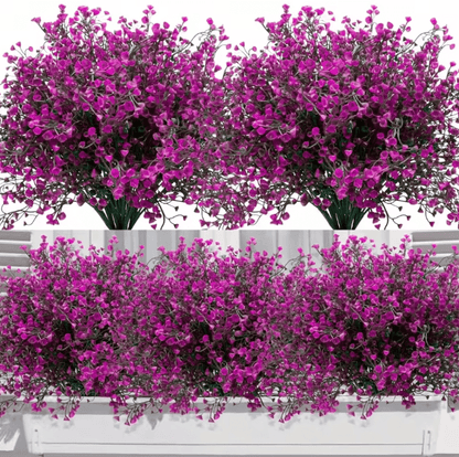 12 Bundles UV Resistant Artificial Outdoor Flowers – Lifelike Plastic Shrubs for Garden & Window Box Decor