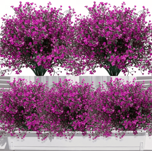 12 Bundles UV Resistant Artificial Outdoor Flowers – Lifelike Plastic Shrubs for Garden & Window Box Decor