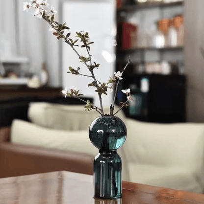 Striped Glass Vase – Decorative Flower Vase for Fresh Flowers, Hydroponic Plants & Home Décor