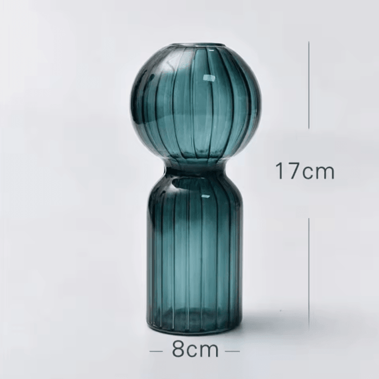 Striped Glass Vase – Decorative Flower Vase for Fresh Flowers, Hydroponic Plants & Home Décor