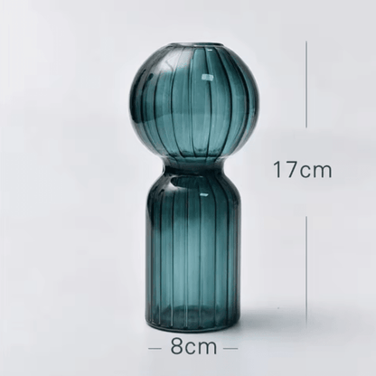 Striped Glass Vase – Decorative Flower Vase for Fresh Flowers, Hydroponic Plants & Home Décor
