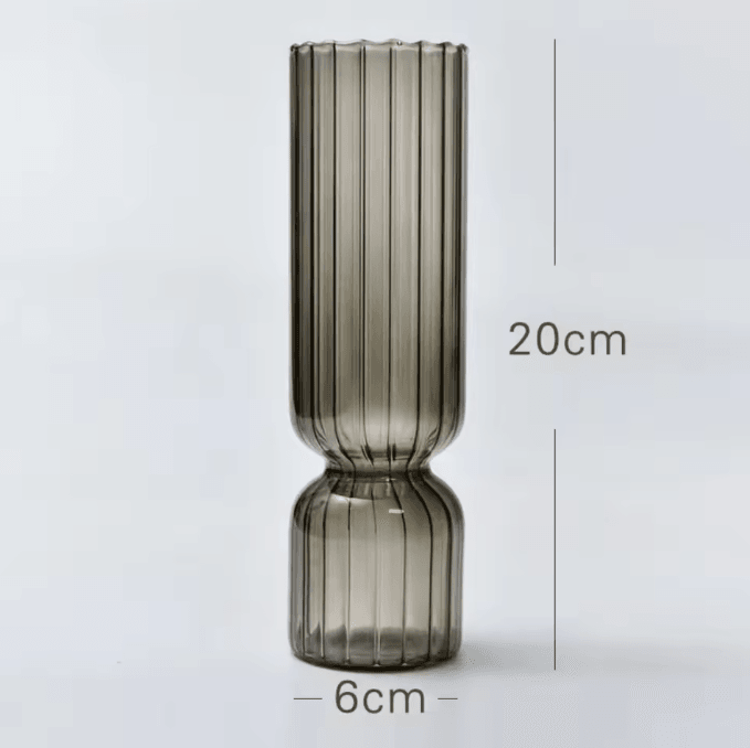 Striped Glass Vase – Decorative Flower Vase for Fresh Flowers, Hydroponic Plants & Home Décor