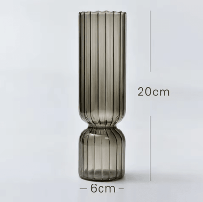 Striped Glass Vase – Decorative Flower Vase for Fresh Flowers, Hydroponic Plants & Home Décor