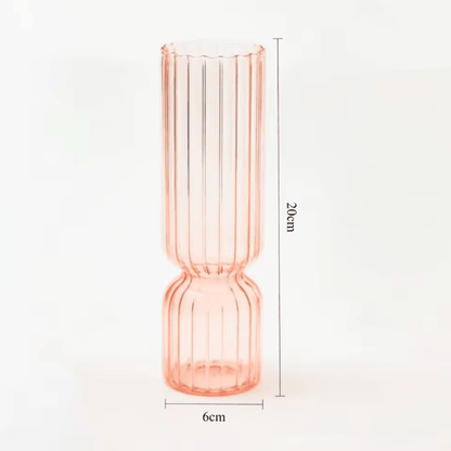 Striped Glass Vase – Decorative Flower Vase for Fresh Flowers, Hydroponic Plants & Home Décor
