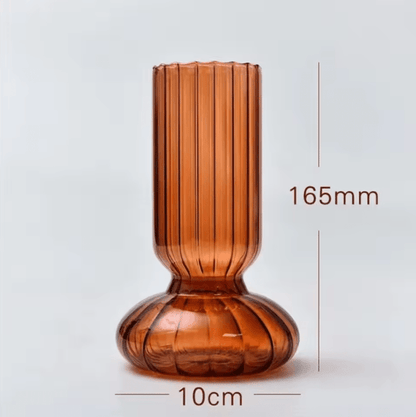 Striped Glass Vase – Decorative Flower Vase for Fresh Flowers, Hydroponic Plants & Home Décor
