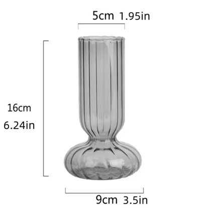 Striped Glass Vase – Decorative Flower Vase for Fresh Flowers, Hydroponic Plants & Home Décor