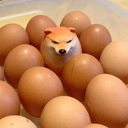 Egg-Shaped Dog Figurine – Cute PVC Desk Ornament for Home & Office Décor