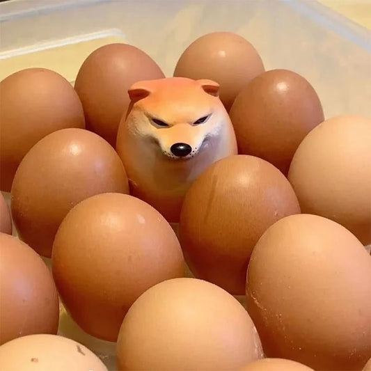 Egg-Shaped Dog Figurine – Cute PVC Desk Ornament for Home & Office Décor