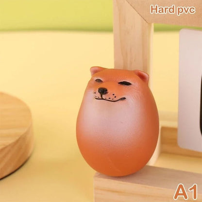 Egg-Shaped Dog Figurine – Cute PVC Desk Ornament for Home & Office Décor