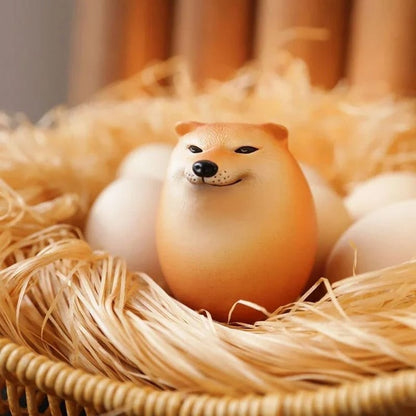 Egg-Shaped Dog Figurine – Cute PVC Desk Ornament for Home & Office Décor