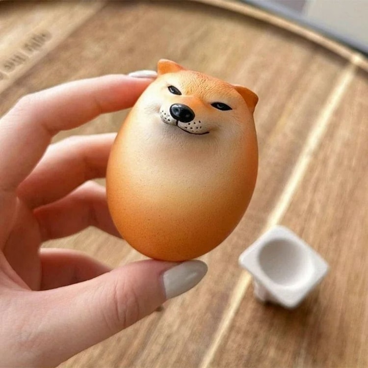 Egg-Shaped Dog Figurine – Cute PVC Desk Ornament for Home & Office Décor