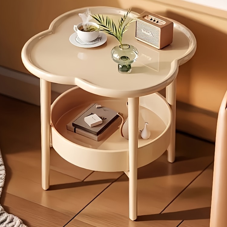 Modern Round Side Table with Storage Shelf – Space-Saving End Table for Living Room & Bedroom