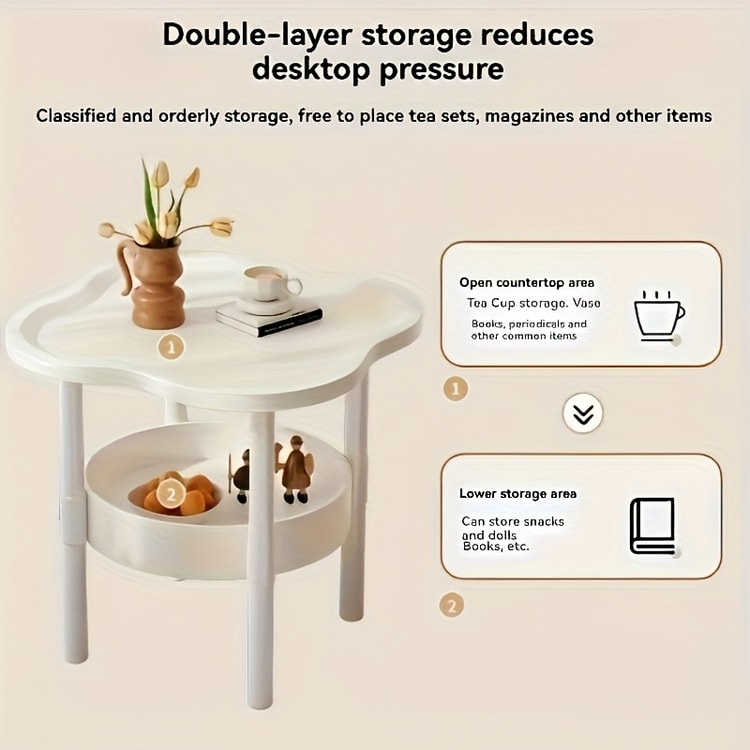 Modern Round Side Table with Storage Shelf – Space-Saving End Table for Living Room & Bedroom