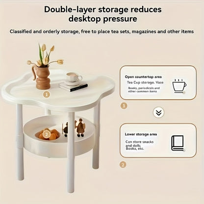 Modern Round Side Table with Storage Shelf – Space-Saving End Table for Living Room & Bedroom