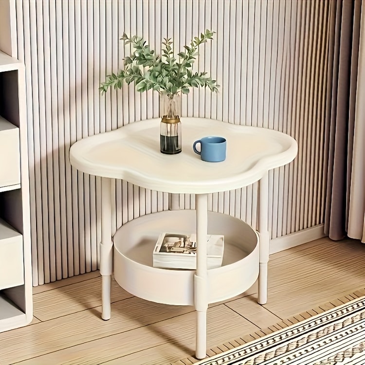 Modern Round Side Table with Storage Shelf – Space-Saving End Table for Living Room & Bedroom