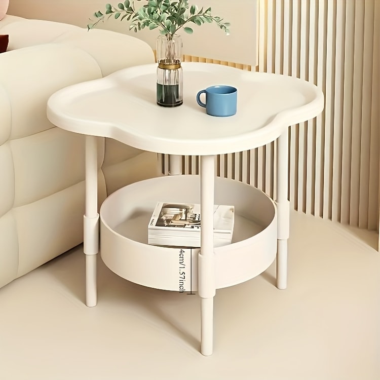 Modern Round Side Table with Storage Shelf – Space-Saving End Table for Living Room & Bedroom