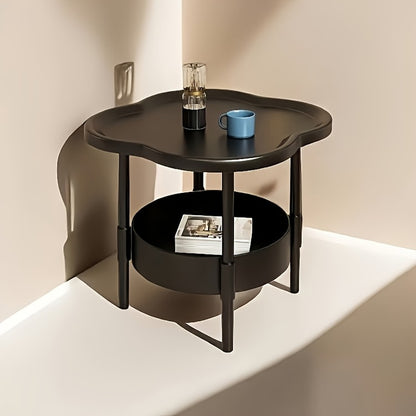 Modern Round Side Table with Storage Shelf – Space-Saving End Table for Living Room & Bedroom