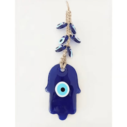 Hamsa Hand Evil Eye Wall Hanging – Turkish Blue Protection Home Decor