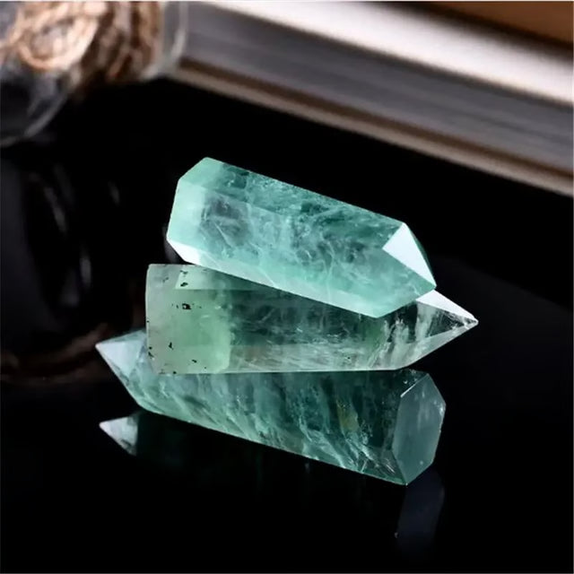 Natural Green Fluorite Crystal Wand Obelisk Healing Stone