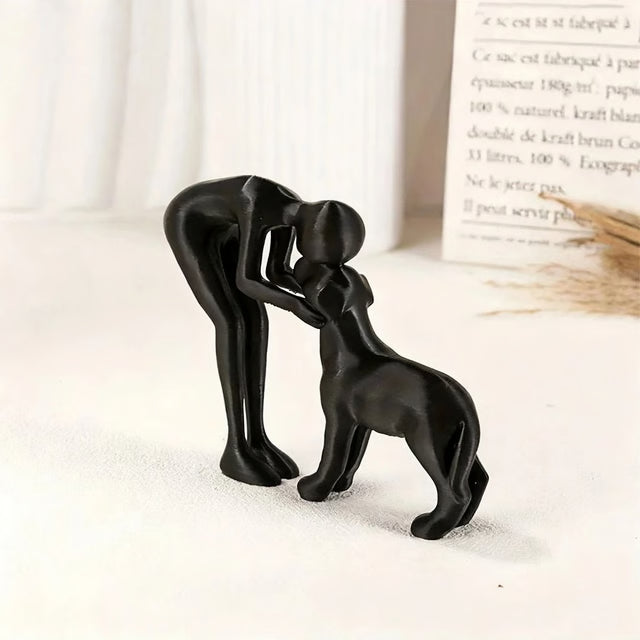 Interactive Human and Pet Figurines Abstract Art Companionship Home and Office Decor