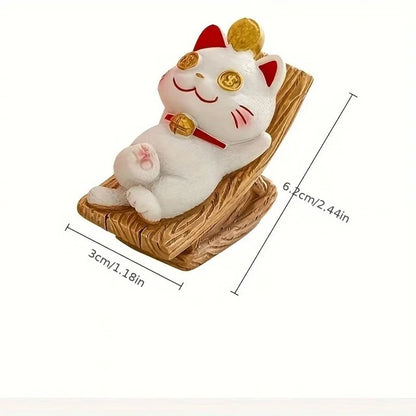 Lucky Lying Cat Figurine – Wealth-Attracting Ornament for Office Desk & Home Decor