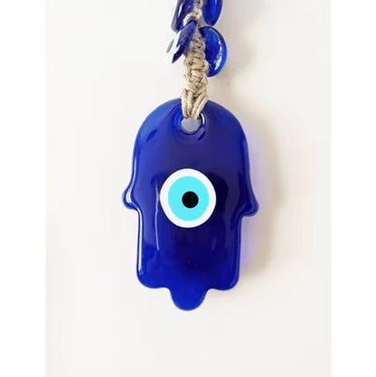 Hamsa Hand Evil Eye Wall Hanging – Turkish Blue Protection Home Decor