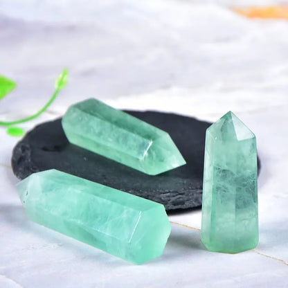 Natural Green Fluorite Crystal Wand Obelisk Healing Stone