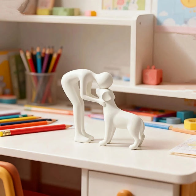 Interactive Human and Pet Figurines Abstract Art Companionship Home and Office Decor