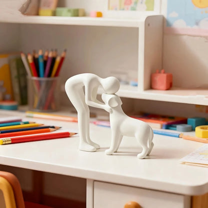 Interactive Human and Pet Figurines Abstract Art Companionship Home and Office Decor