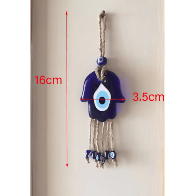 Hamsa Hand Evil Eye Wall Hanging – Turkish Blue Protection Home Decor