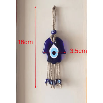 Hamsa Hand Evil Eye Wall Hanging – Turkish Blue Protection Home Decor