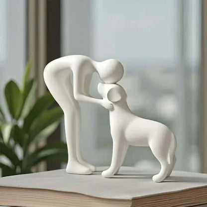 Interactive Human and Pet Figurines Abstract Art Companionship Home and Office Decor