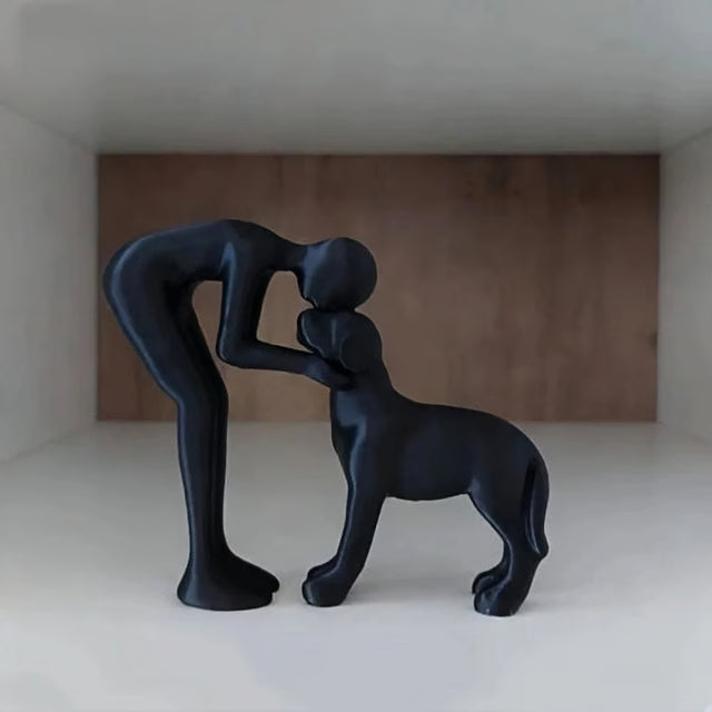 Interactive Human and Pet Figurines Abstract Art Companionship Home and Office Decor