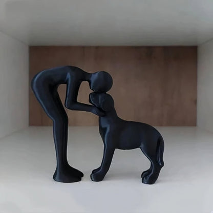 Interactive Human and Pet Figurines Abstract Art Companionship Home and Office Decor