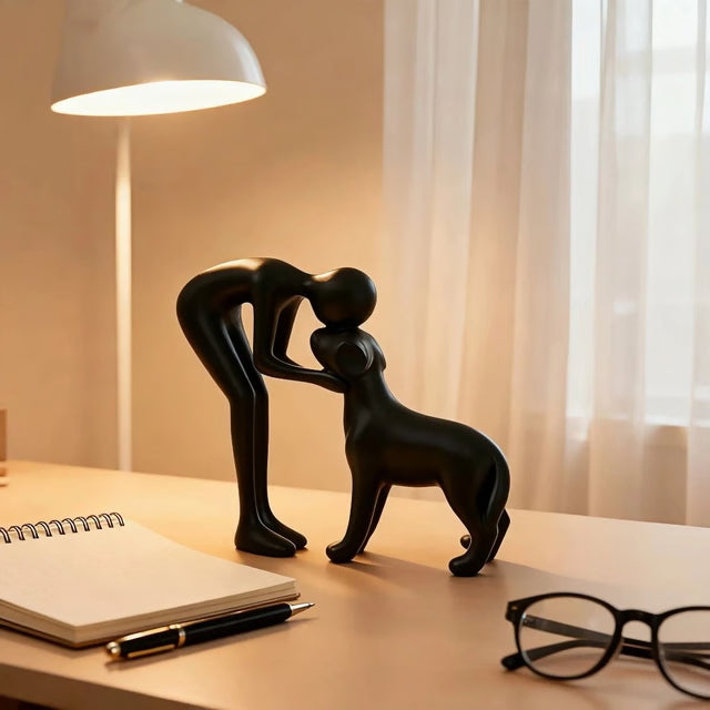 Interactive Human and Pet Figurines Abstract Art Companionship Home and Office Decor